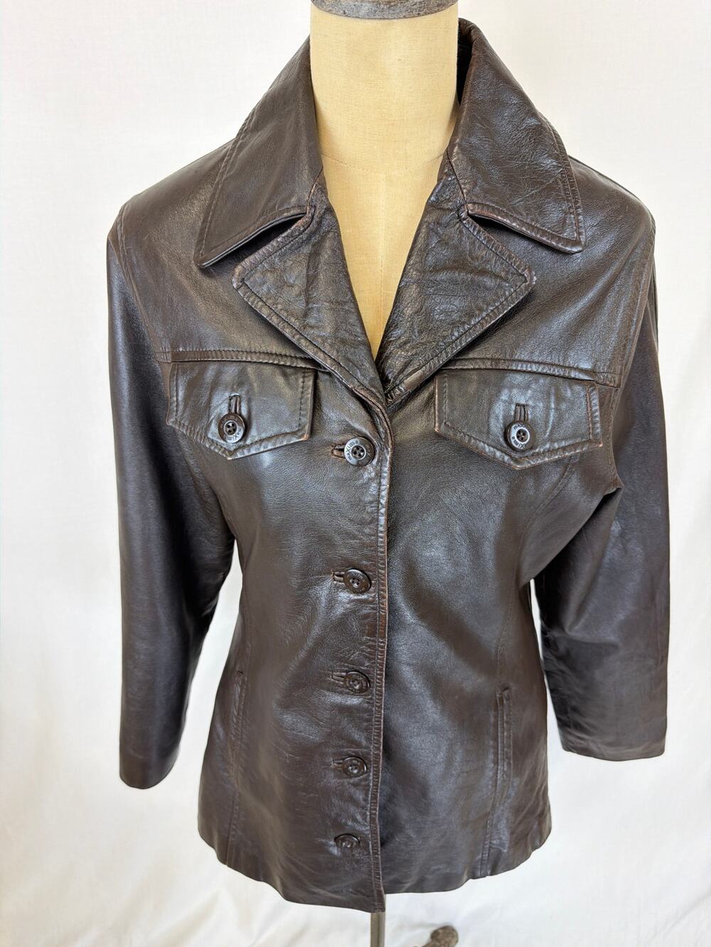 Y2K Vintage Wilson Maxima Brown Leather Jacket Medium #0557